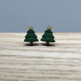 Earrings - Wood Christmas Studs