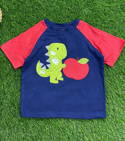 Kids Dino with Apple Appliqué Tshirt