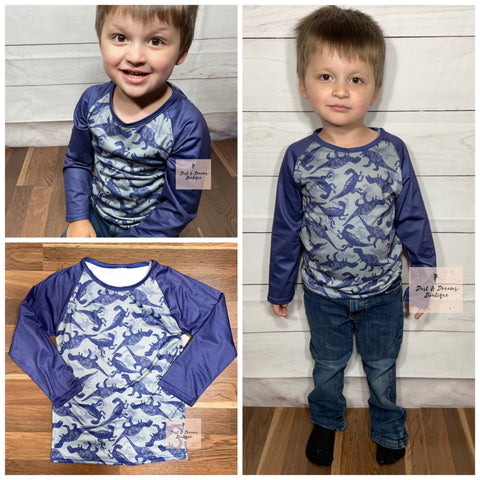 Kids Slate-O-Saurus Long Sleeve Tee (18m, 2T)