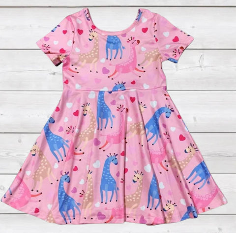 Kids Pink Giraffe Dress