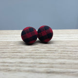 Earrings - Holiday Fabric Button - multiple prints available