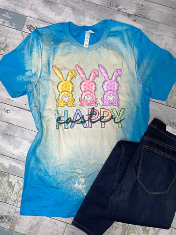 “Happy Easter” Bleached Graphic Tee - size medium