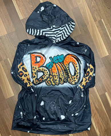 “Boo” Black and Leopard Hoodie