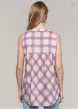 Sleeveless Pink Plaid Top (Small-3X)