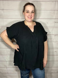 Black Flowy Top (Small, Medium)