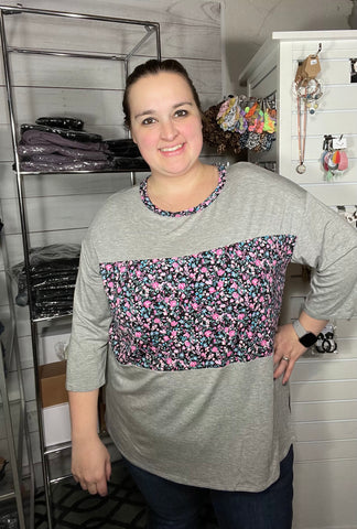 Gray and Floral Top (Large)