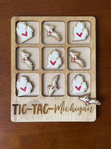 Michigan Wooden Tic Tac Toe Board