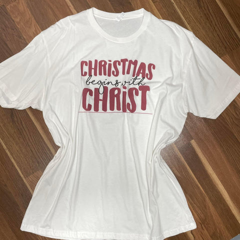 “Christmas Begins With Christ” Graphic Tshirt (Size 2XL)