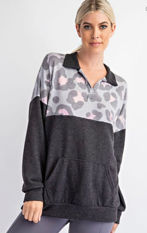 Charcoal/Gray Animal Print Pullover (Large)