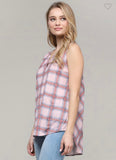 Sleeveless Pink Plaid Top (Small-3X)