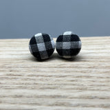 Earrings - Holiday Fabric Button - multiple prints available