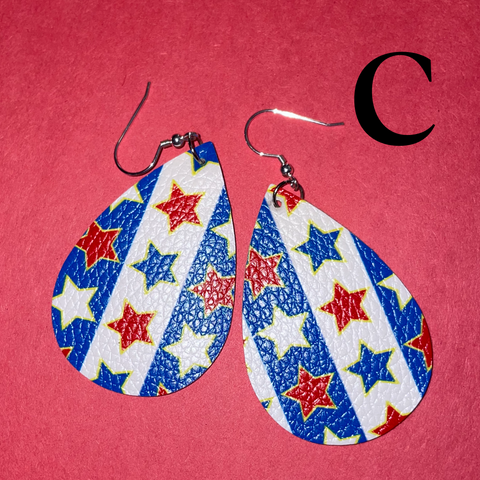 Earrings - Patriotic Double Sided Faux Leather