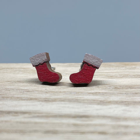 Earrings - Wood Christmas Studs