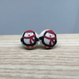 Earrings - Holiday Fabric Button - multiple prints available