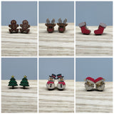 Earrings - Wood Christmas Studs