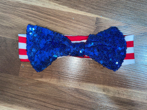 Kids Patriotic Headband with Sequin Bow